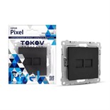 Розетка компьютерная 2-м СП Pixel RJ45 кат.5E механизм карбон TOKOV ELECTRIC TKE-PX-RC2-C14 1792340