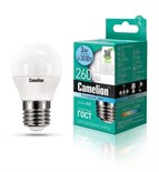 Лампа светодиодная LED3-G45/845/E27 3Вт шар 4500К бел. E27 260лм 220-240В Camelion 11376 269955