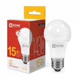 Лампа светодиодная LED-A60-VC 15Вт грушевидная 3000К тепл. бел. E27 1430лм 230В IN HOME 4690612020266 530127