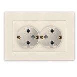 Розетка 2-м СП Афина 16А IP20 с заземл. в сборе сл. кость (ivory) Universal A0128-I 1734428