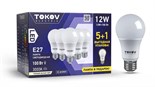 Набор ПРОМО лампа светодиодная 12Вт А60 3000К Е27 176-264В (Promo 5+1 шт) TOKOV ELECTRIC Promo-A60-E27-12-3K 1766743