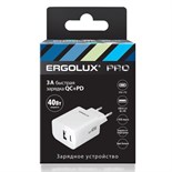 Адаптер сетевой ELX-РA04QC-C01 GaN 40Вт 1USB+1Type C 100-270В 5В-12В/3 3А QC бел. Ergolux 15294 1785147