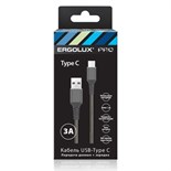 Кабель USB-Type C ELX-CDC08-C41 3А 1.2м черн./бел. ткань зарядка+ПД коробка Ergolux 15309 1785135