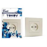 Розетка 1-м СП Pixel 16А IP20 без заземл. в сборе беж. TOKOV ELECTRIC TKE-PX-R1F-C02 1792235