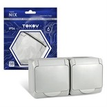 Розетка 2-м ОП Nix 16А IP54 250В с заземл. с крышкой сер. TOKOV ELECTRIC TKE-NX-R2Z-C06-IP54 1712877