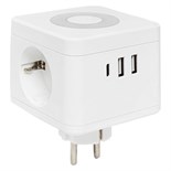 Разветвитель 3-м куб 2 гнезда 2хUSB 2.4А + тип C + ночник EKF UBA-CUB-T2-TC 1714856