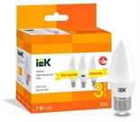 Лампа светодиодная C35 свеча 7Вт 230В 3000К E14 (уп.3шт) IEK LLE-C35-07-230-30-E14-3 1396895