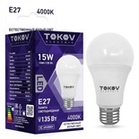 Лампа светодиодная 15Вт А60 4000К Е27 176-264В TOKOV ELECTRIC TKE-A60-E27-15-4K 1660372