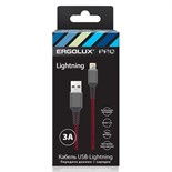 Кабель USB-Lightning ELX-CDC09-C43 3А 1.5м черн./красн. ткань зарядка+ПД коробка Ergolux 15310 1785136