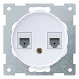 Розетка компьютерная + телефонная 2-м СП Florence RJ45 + RJ11 кат.5E механизм бел. (1E20801300) OneKeyElectro 2172771 467462