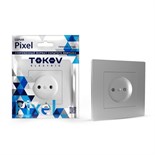 Розетка 1-м СП Pixel 16А IP20 без заземл. в сборе алюм. TOKOV ELECTRIC TKE-PX-R1F-C03 1792264