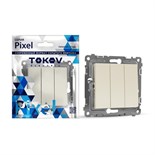 Выключатель 3-кл. СП Pixel 10А IP20 механизм беж. TOKOV ELECTRIC TKE-PX-V3-C02 1792232