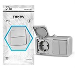 Блок ОП Dita (розетка 16А 250В с заземл. + 2-кл. выкл. 10А) IP54 сер. TOKOV ELECTRIC TKL-DT-V2RZ-C06-IP54 1710666