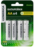 Элемент питания алкалиновый AA/LR6 Alkaline (блист.4шт) GENERICA ABT-LR06-ST-L04-G 1777263