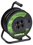 Удлинитель на катушке 4х50м 16А IP20 УК50 2P+PE 3х1.5 термозащита GENERICA WKP20-16-04-50-G 1501667