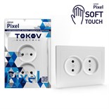 Розетка 2-м СП Pixel 16А IP20 без заземл. в сборе айс TOKOV ELECTRIC TKE-PX-R2F-C34 1909868