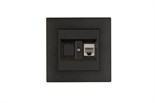 Розетка компьютерная CAT 5+гнездо Karea RIZZ STAR дым. металлик Makel 88050035 1889526