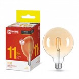Лампа светодиодная LED-GL-125-deco gold 11Вт шар золотая 3000К тепл. бел. E27 1160лм 230В IN HOME 4690612036489 1513189