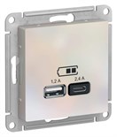 Розетка USB AtlasDesign тип A+C 5В/2.4А 2х5В/1.2А механизм жемчуж. SE ATN000439 1340070