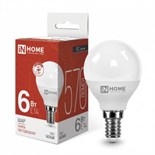 Лампа светодиодная LED-ШАР-VC 6Вт шар 4000К нейтр. бел. E14 570лм 230В IN HOME 4690612020518 530184