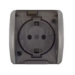 Розетка 1-м ОП Клио 16А IP54 с заземл. с прозр. крышкой сер. UNIVersal К2229-Gr 1842708