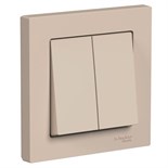 Выключатель 2-кл. AtlasDesign (сх.5) 10AX в сборе песочн. SE ATN001252 1712773