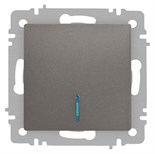 Выключатель Accent 6-102-09 с подсветкой 10А-250В IP20 СУ AL/CU титан Intro Б0063460 1931317