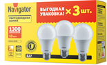 Лампа светодиодная 95 318 NLL-A60-13-230-2.7K-E27-PACK3 NAVIGATOR 95318 1924359