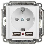 Розетка Intro Accent 6-410-01 P+E Schuko со шторками 16А-250В + 2хUSB IP20 СУ бел. Intro Б0063689 1913959