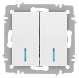 Выключатель Accent 6-105-01М двойн. с подсветкой 10А-250В IP20 СУ AL/CU бел. матов. Intro Б0063507 1931331