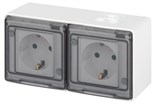 Розетка Эксперт 11-2503-01 2х2P+E гориз. IP55 16А-250В ОУ бел. Эра Б0063264 1871639