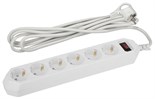 Удлинитель с сетевым фильтром 6х3м с заземл. 10А IP20 USF-6es-3m-W с выкл. с базов. защитой бел. Эра Б0037262 1500637