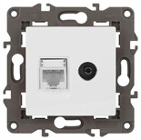 Розетка компьютерная + телевизионная 2-м Elegance 14-3110-01 RJ45 + TV IP20 механизм бел. Эра Б0034314 1231979