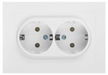 Розетка Intro Accent 6-205-01 2X2P+E Schuko 16А-250В IP20 СУ AL/CU бел. Intro Б0063485 1913951