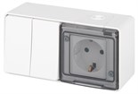 Блок розетка с выключателем Эксперт 11-7502-01 двойн. IP55 16A(10AX)-250В ОУ белый Эра Б0063270 1871620