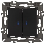 Выключатель 2-кл. СП Elegance 14-1105-05 10А IP20 250В 10AX с подсветкой механизм антрацит Эра Б0034241 1231911