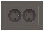 Розетка Accent 6-204-09 2х2P 16А-250В IP20 СУ AL/CU титан Intro Б0063433 1931488