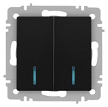 Выключатель Accent 6-105-05 двойн. с подсветкой 10А-250В IP20 СУ AL/CU антрацит Intro Б0063516 1931335