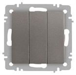 Выключатель Accent 6-106-09 тройной 10А-250В IP20 СУ AL/CU титан Intro Б0063549 1931350