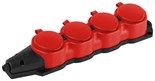 Колодка ЭРА KX-4e-RED-IP44 каучуковая с заземлением 4 розетки 16A IP44 красн. Эра Б0068456 1952927