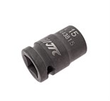 JTC-443815 - Головка торцевая 1/2" 15мм ударная L=38мм JTC - 
  6 граней, метрический размер. 
  Изготовлена из высококачественной хром-молибденовой стали. 
  Размер: 1/2&quot;х15 мм.
  Общая длина: 38 мм. 
  Количество в оптовой упаковке: 10 шт. и 2 JTC-443815