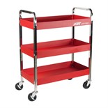 JTC-S1073 - Тележка инструментальная 3 секции красная с открытым отсеком JTC - 
Тележка открытого типа предназначена для размещения и хранения подручного инструмента.
Оснащена поворотными прорезиненными колесами размером 4" х 1" (2 колеса оборудованы то JTC-S1073