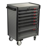 JTC-5021 - Тележка инструментальная 7 секций с полкой для тары (JTC-5637) JTC - 
	Оборудована большой прочной пластиковой ручкой.
	Корпус тележки оснащен защитными бортами, что сводит к минимуму риск повреждения оборудования и нанесение травм автомехани JTC-5021