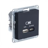Розетка USB AtlasDesign тип A+C 45Вт QC PD высокоскор. ЗУ механизм карбон SE ATN001029 1668220