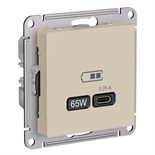 Розетка USB AtlasDesign тип C 65Вт высокоскор. ЗУ QC PD механизм песочн. SE ATN001227 1712817
