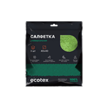 Салфетка из микрофибры 40 х 40 см 3 шт/уп, Ecotex зеленая ET4040/220B3 (зеленый)