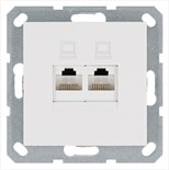 Розетка компьютерная 2-м RJ45 IP20 кат. 5E механизм бел. глянцевый Jasmart G6106W 1945157