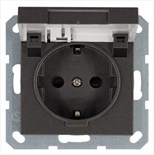 Розетка 1-м Shuko 16А IP20 с заземл. защ. шторки с крышкой механизм мокко Jasmart G5505Z 1945132