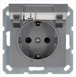 Розетка 1-м Shuko 16А IP20 с заземл. защ. шторки с крышкой механизм алюм. Jasmart G5505S 1945129