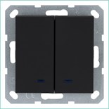 Выключатель 2-кл. 10А IP20 с подсветкой механизм черн. матовый soft touch Jasmart G3023NPB 1944940